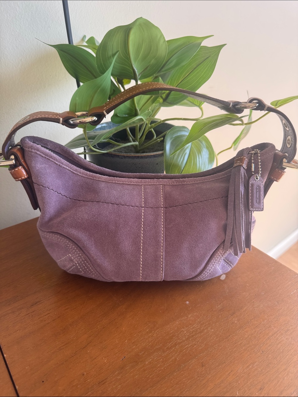 Coach Lavender Suede Soho Shoulder Bag with Tassel